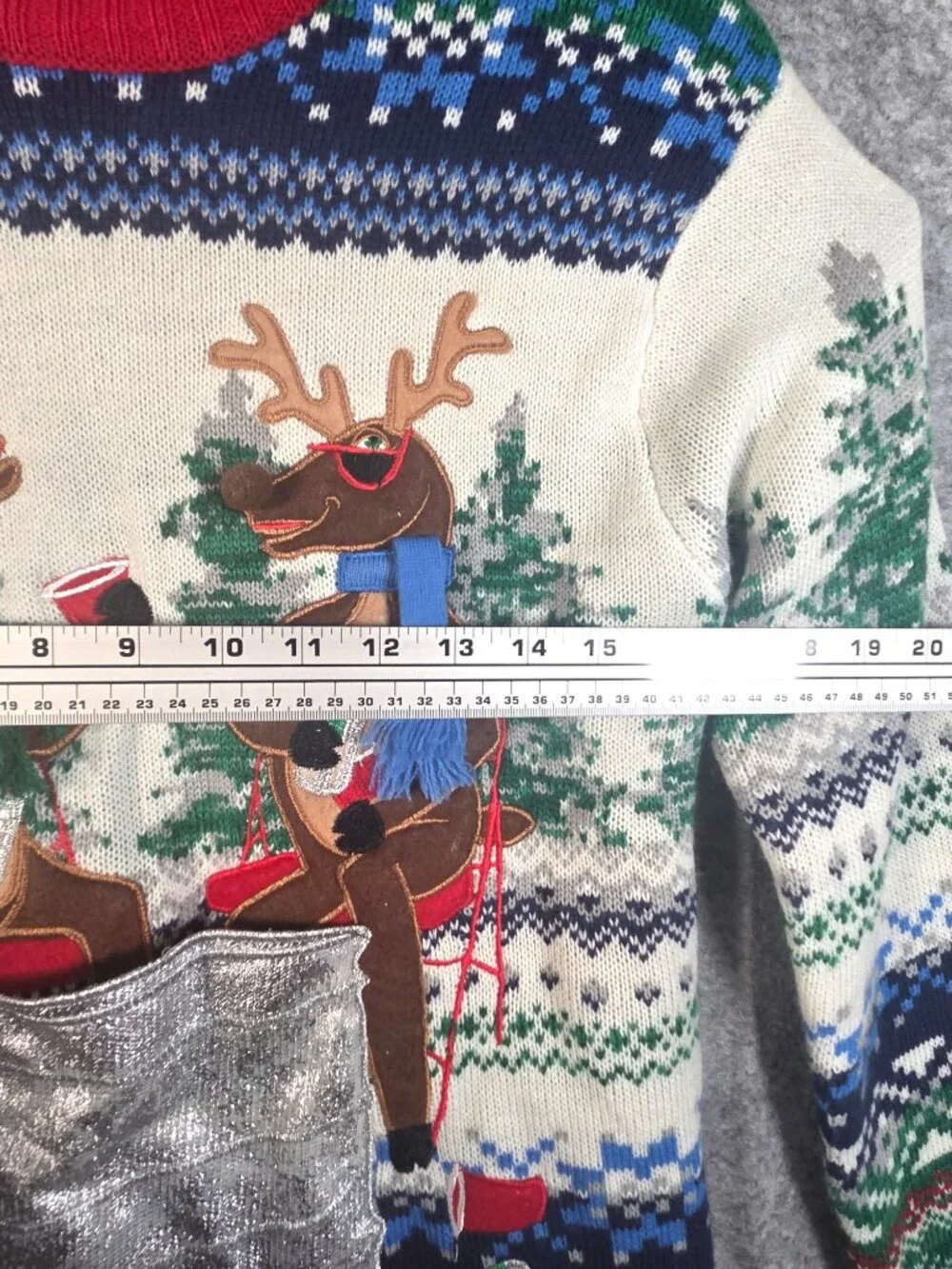 Blizzard Bay Ugly Christmas Sweater L Reindeer Beer Holder Y2K Novelty Holiday
